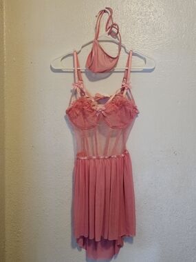 Pink Lace Babydoll Lingerie Nwt
